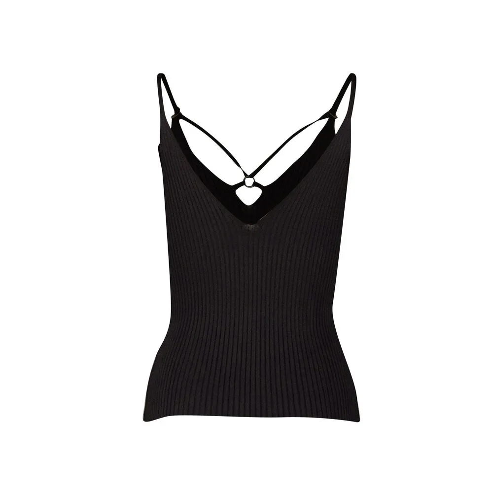 Jonathan Simkhai - Black Rib Knit Tatiana Ring Top Sz XS
